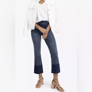 SPANX Women's  Blue Denim Cropped Flare Jeans Pull-On Stretch 20327Q Size MEDIUM